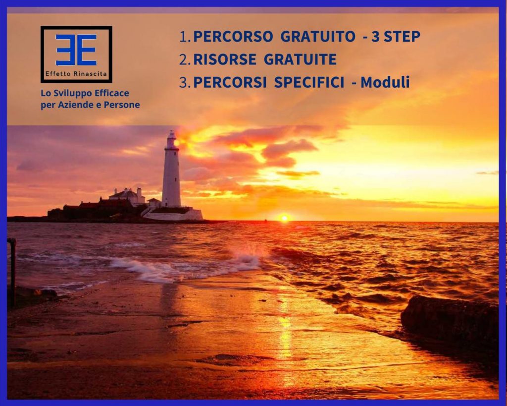Effetto Rinascita è strutturato in modo da aiutarti nei vari passi: PERCORSO A 3 STEP RISORSE GRATUITE-PERCORSI SPECIFICI PER LO Sviluppo Professionale, lo Sviluppo Aziendale e la Crescita Personale