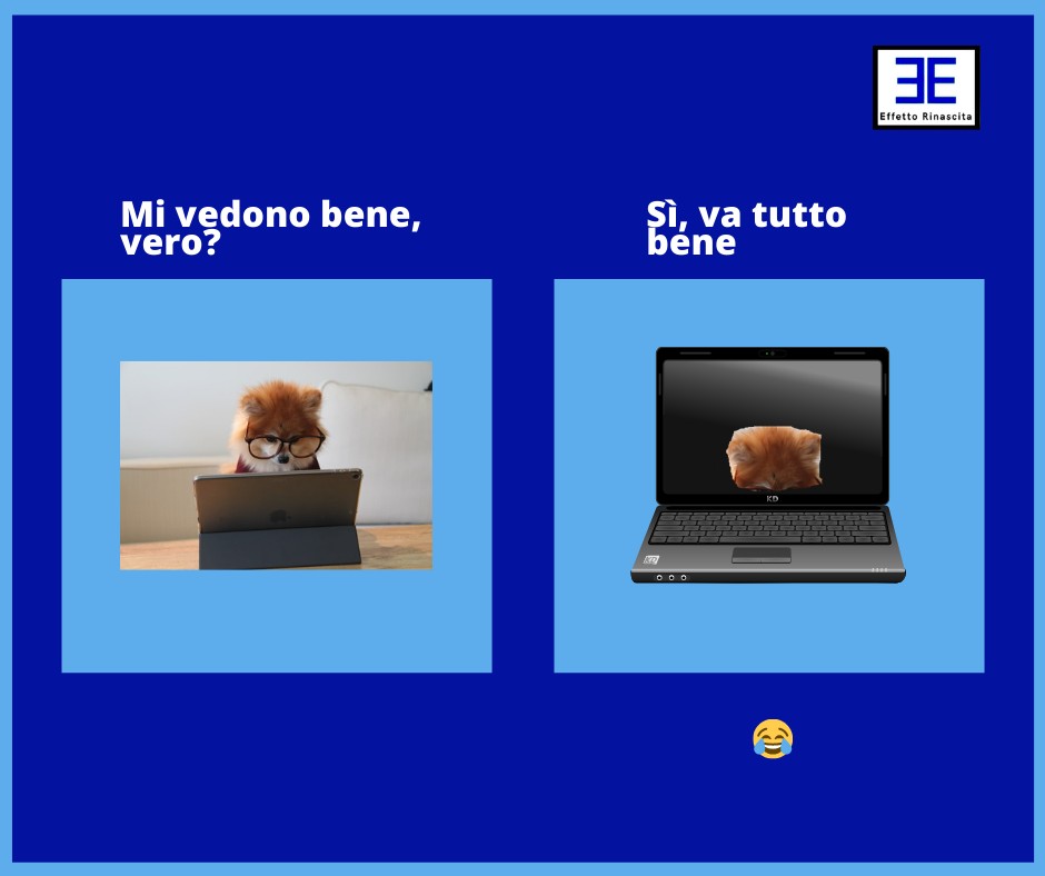 public speaking - i primi video meeting (inizio #lockdown)? - ciuffi di capelli inquadrati al posto del viso - persone immobili davanti al PC - persone che ciondolavano effetto giostra